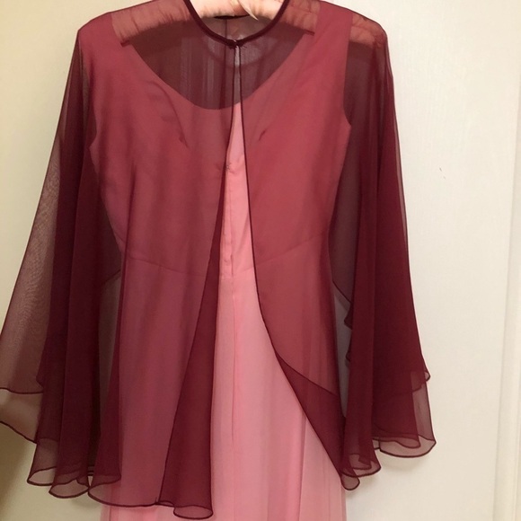 Vintage Emma Domb Embellished Evening Gown with Attached Cape - Picture 4 of 11